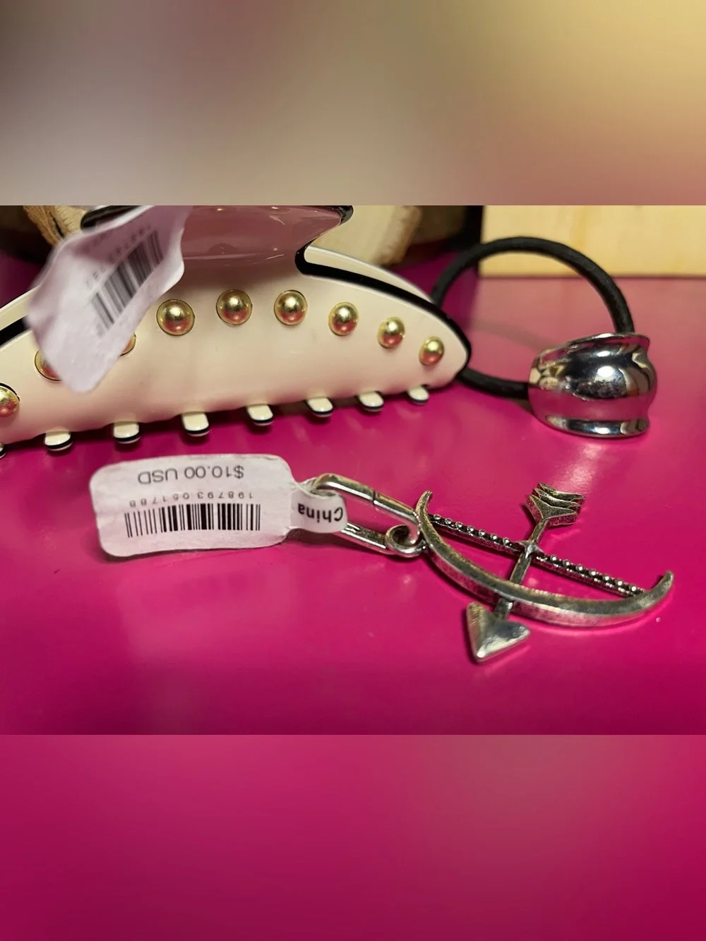 Free People Accessory Bundle Women’s Claw Clip / Pony Tail Holder & Bag Charm
